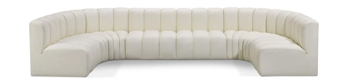 Arc - Faux Leather Modular U-Shaped Sectional - Cream