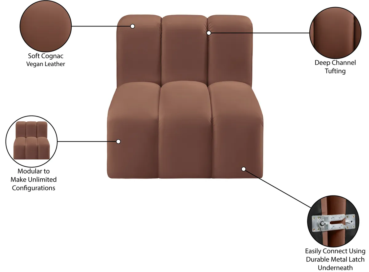 Arc - Faux Leather Straight Chair - Cognac - View 2