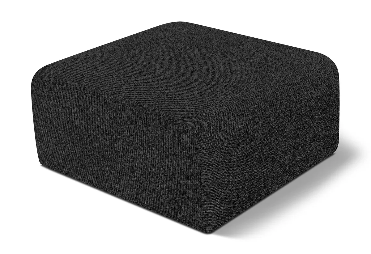 Arc - Boucle Fabric Ottoman - Black