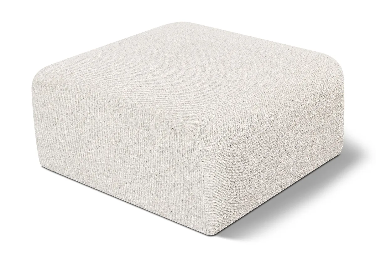 Arc - Boucle Fabric Ottoman - Cream