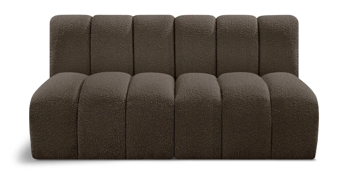 Arc - Boucle Fabric 2 Seats Modular Sofa - Brown