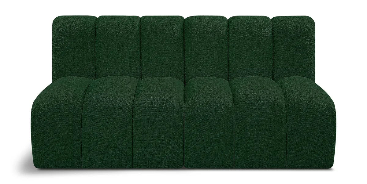 Arc - Boucle Fabric 2 Seats Modular Sofa - Green