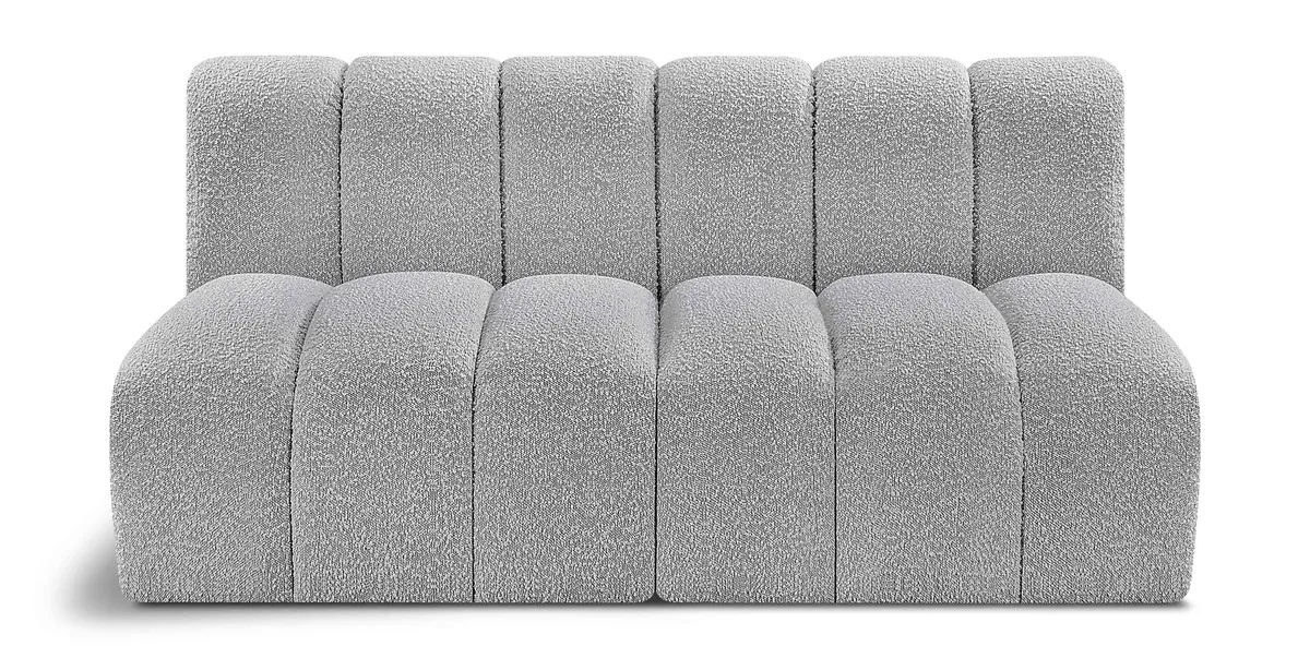 Arc - Boucle Fabric 2 Seats Modular Sofa - Gray