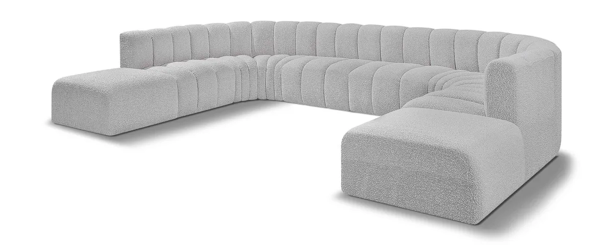 Arc - Boucle Fabric Modular Sectional - Gray