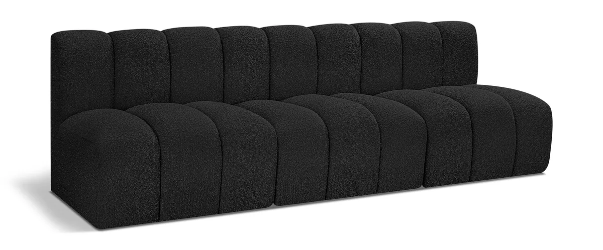 Arc - Boucle Fabric 3 Seats Modular Sofa - Black