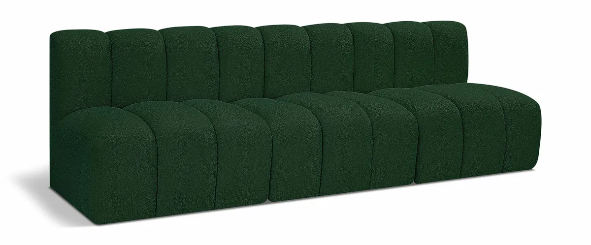 Arc - Boucle Fabric 3 Seats Modular Sofa - Green