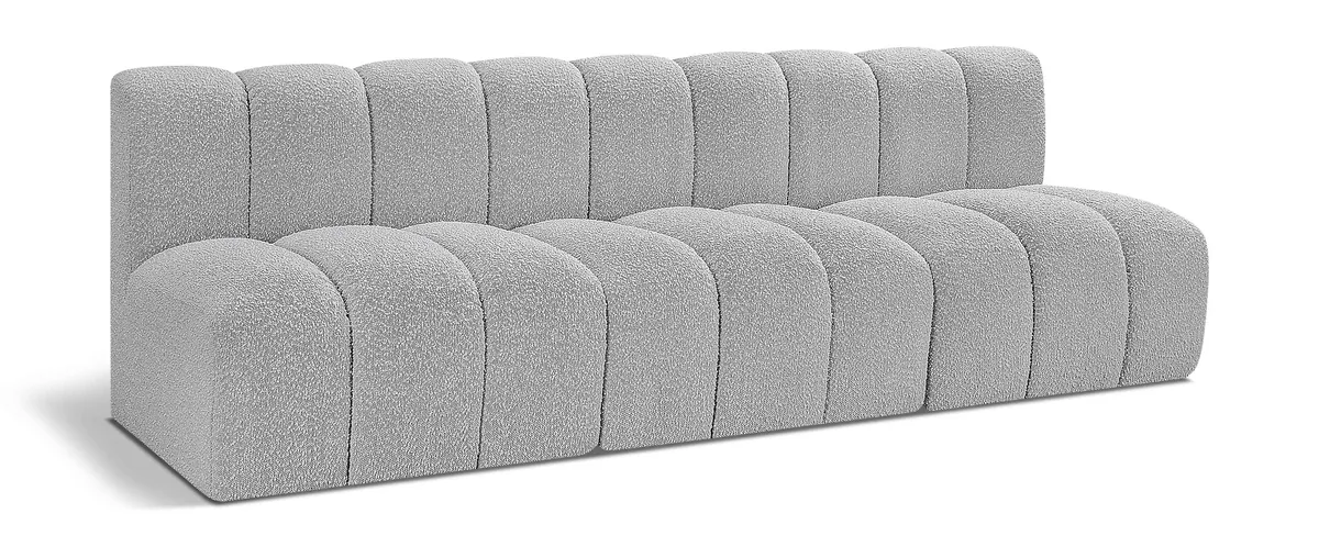 Arc - Boucle Fabric 3 Seats Modular Sofa - Gray