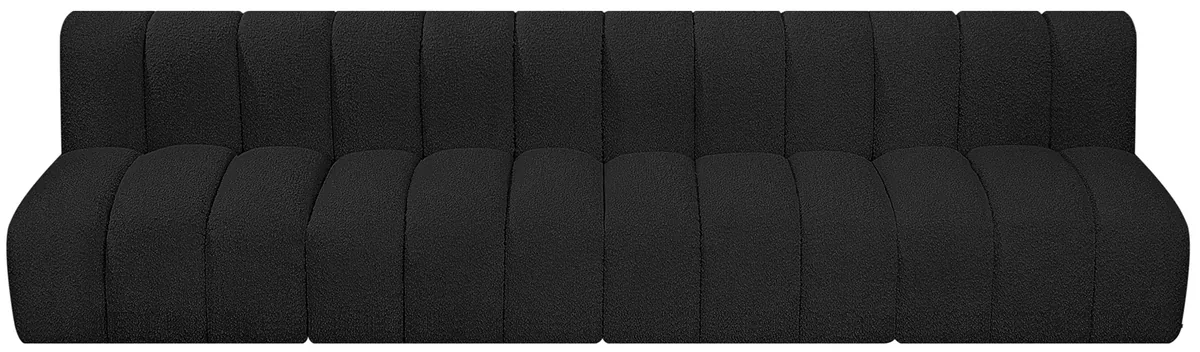 Arc - Boucle Fabric 4 Seats Modular Sofa - Black - View 2