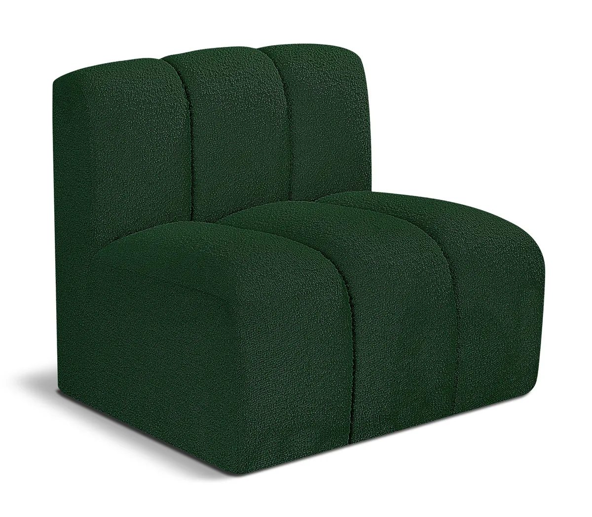 Arc - Boucle Fabric Straight Chair - Green