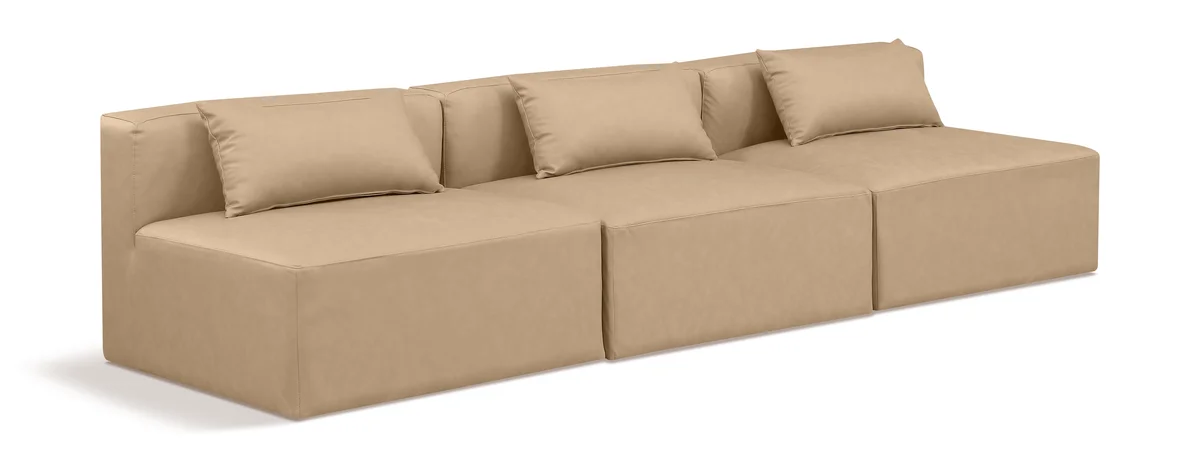 Cube - Modular 3 Seat Armless Sofa - Tan