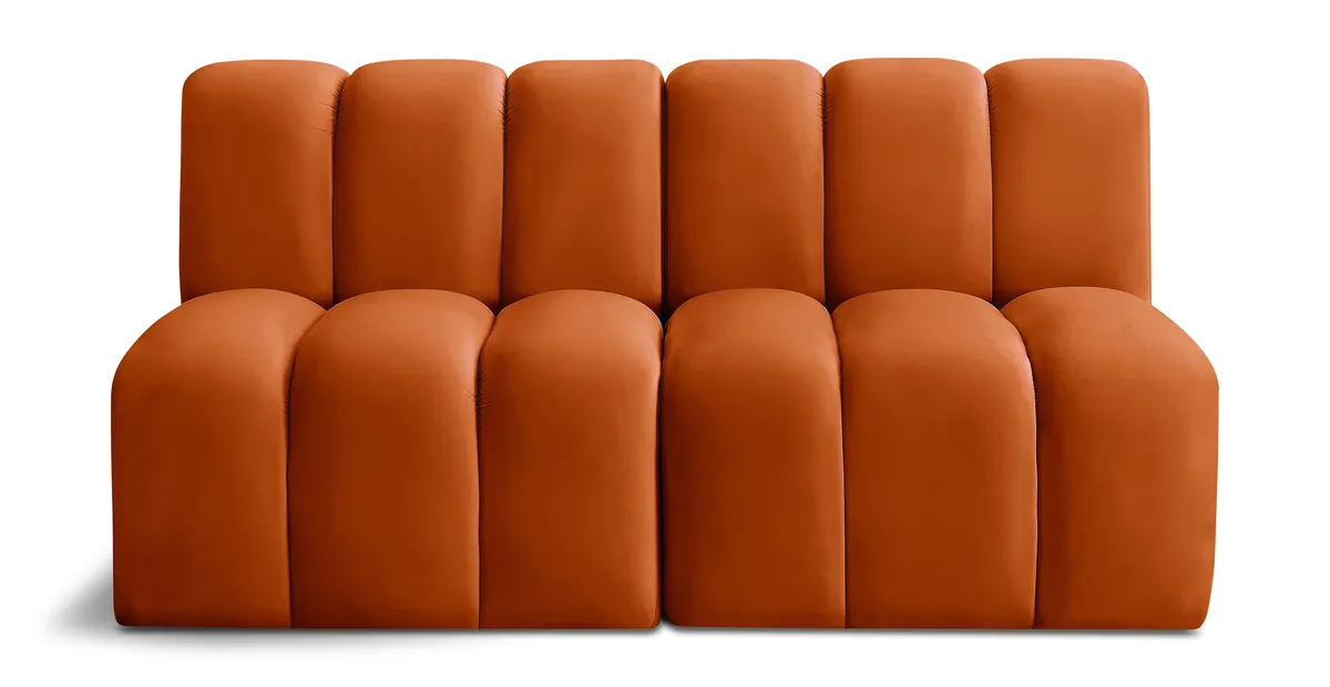 Arc - Velvet 2 Seats Modular Sofa - Cognac