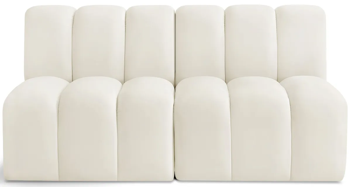 Arc - Velvet 2 Seats Modular Sofa - White