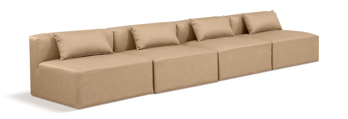 Cube - Modular 4 Seat Armless Sofa - Tan