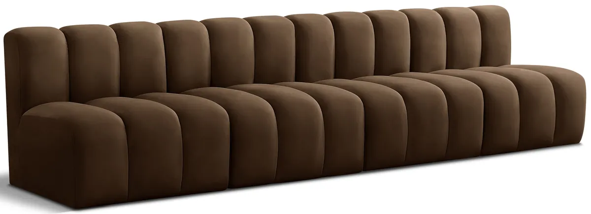 Arc - Velvet 4 Seats Modular Sofa - Dark Brown