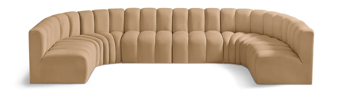Arc - Velvet Modular U-Shaped Sectional - Camel