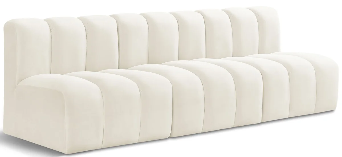 Arc - Velvet 3 Seats Modular Sofa - White
