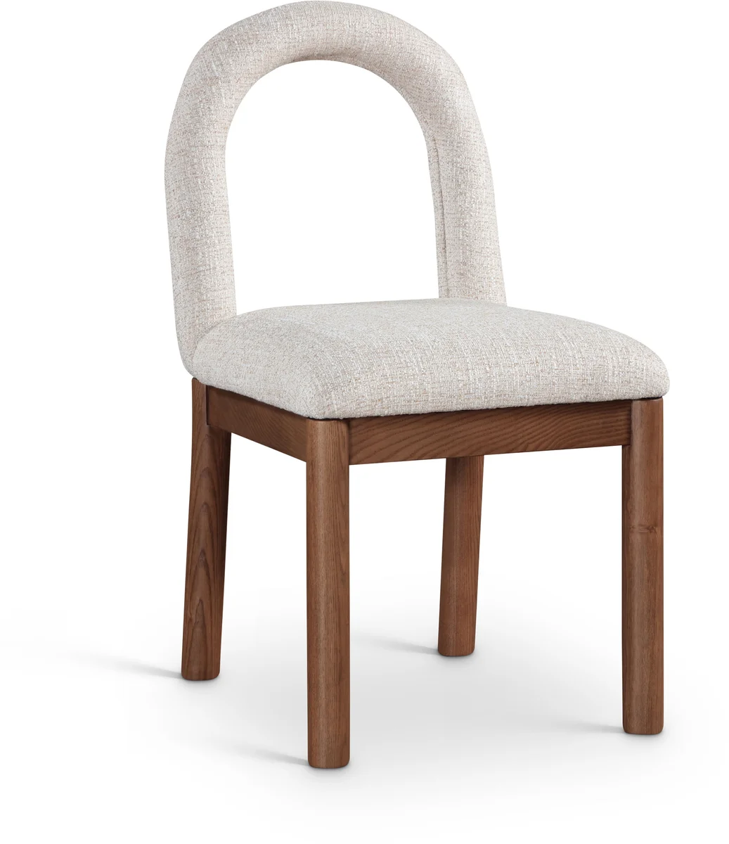 Conrad - Linen Dining Chair With Brown Legs - Beige