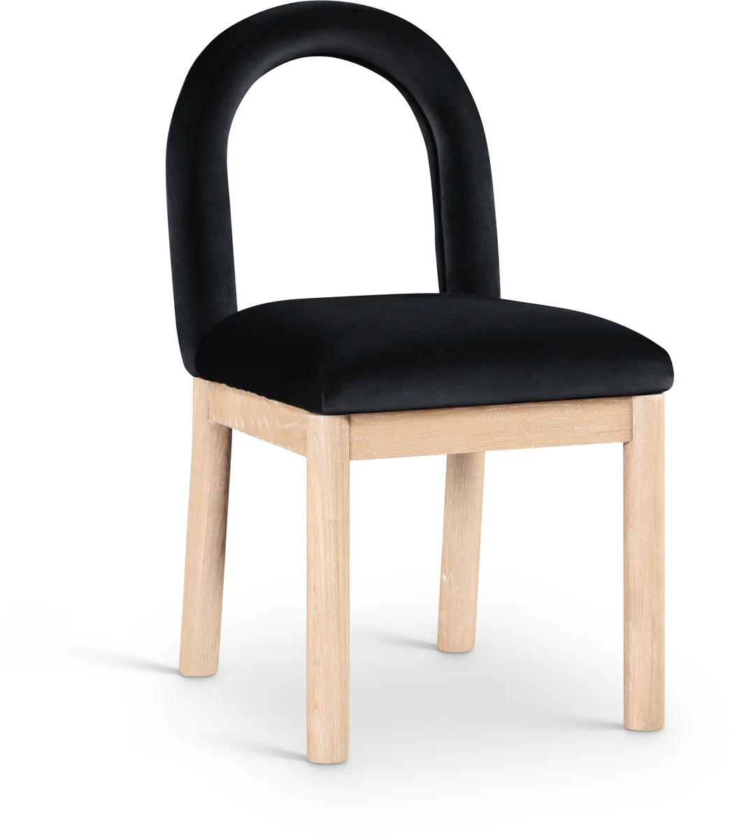 Conrad - Velvet Dining Chair With Natural Legs - Black