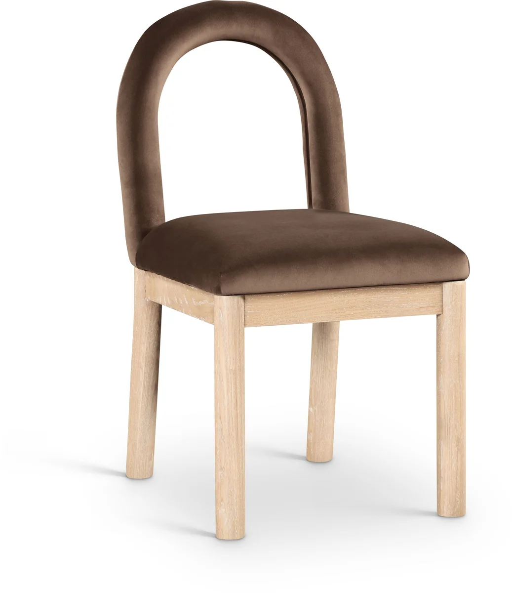Conrad - Velvet Dining Chair With Natural Legs - Brown