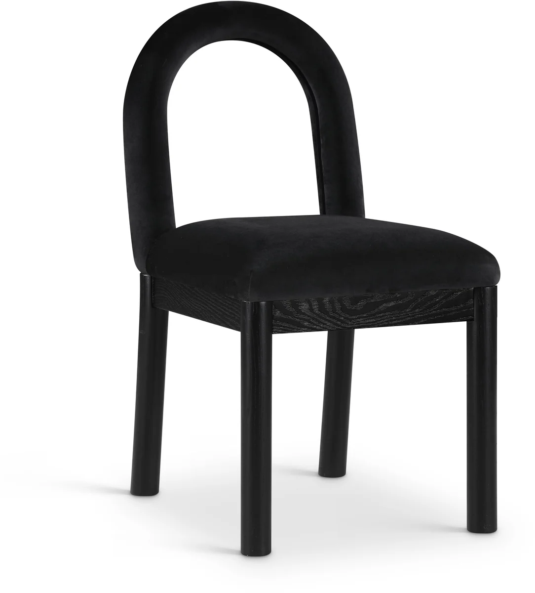Conrad - Velvet Dining Chair With Black Legs - Black