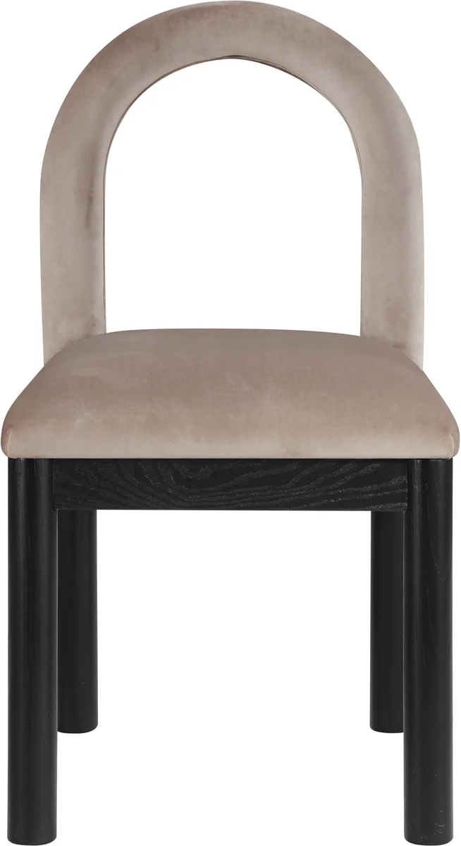 Conrad - Velvet Dining Chair With Black Legs - Taupe - View 2