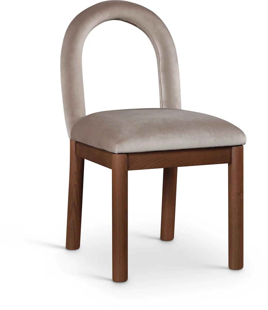 Conrad - Velvet Dining Chair With Brown Legs - Taupe