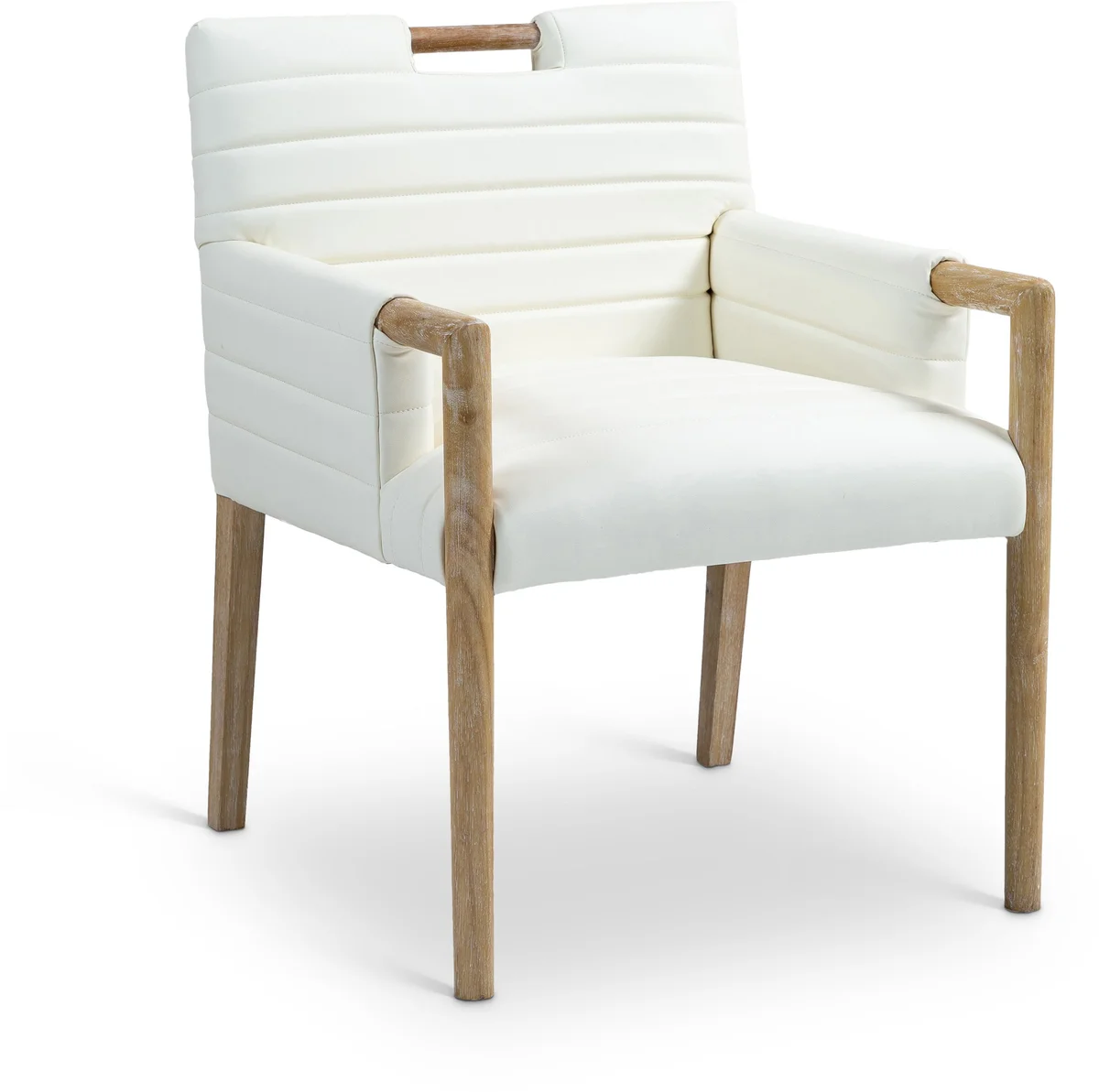 Aimee - Faux Leather Dining Arm Chair - Cream