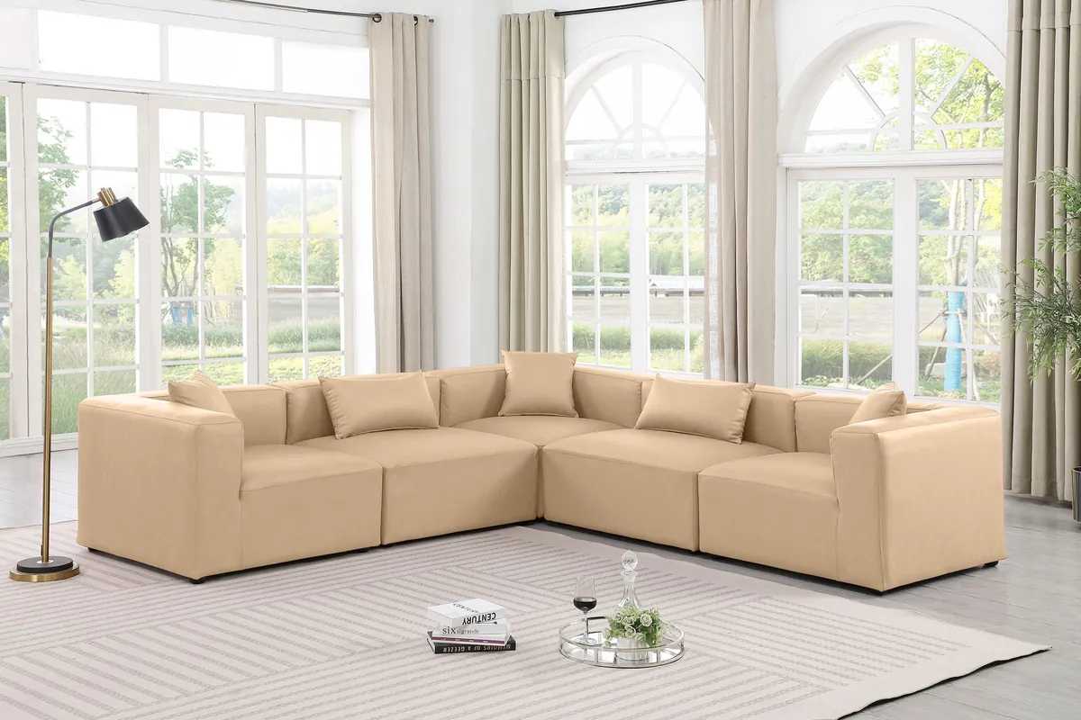 Cube - 5 Piece Modular Corner Sectional - Tan - View 2