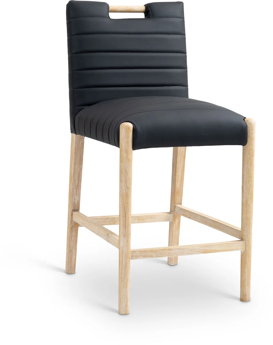 Aimee - Faux Leather Counter Stool - Black
