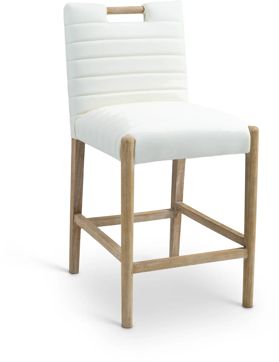 Aimee - Faux Leather Counter Stool - Cream