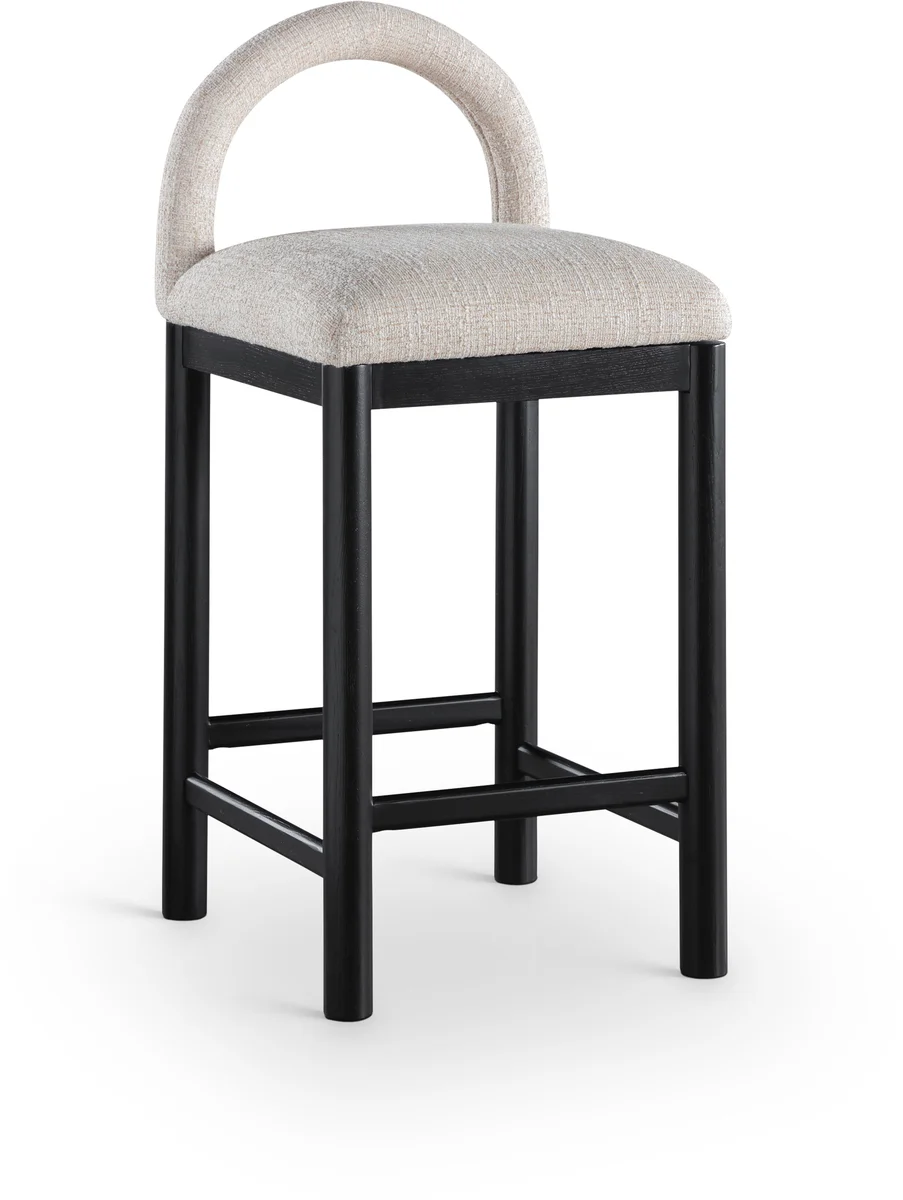 Conrad - Linen Counter Stool With Black Legs - Beige
