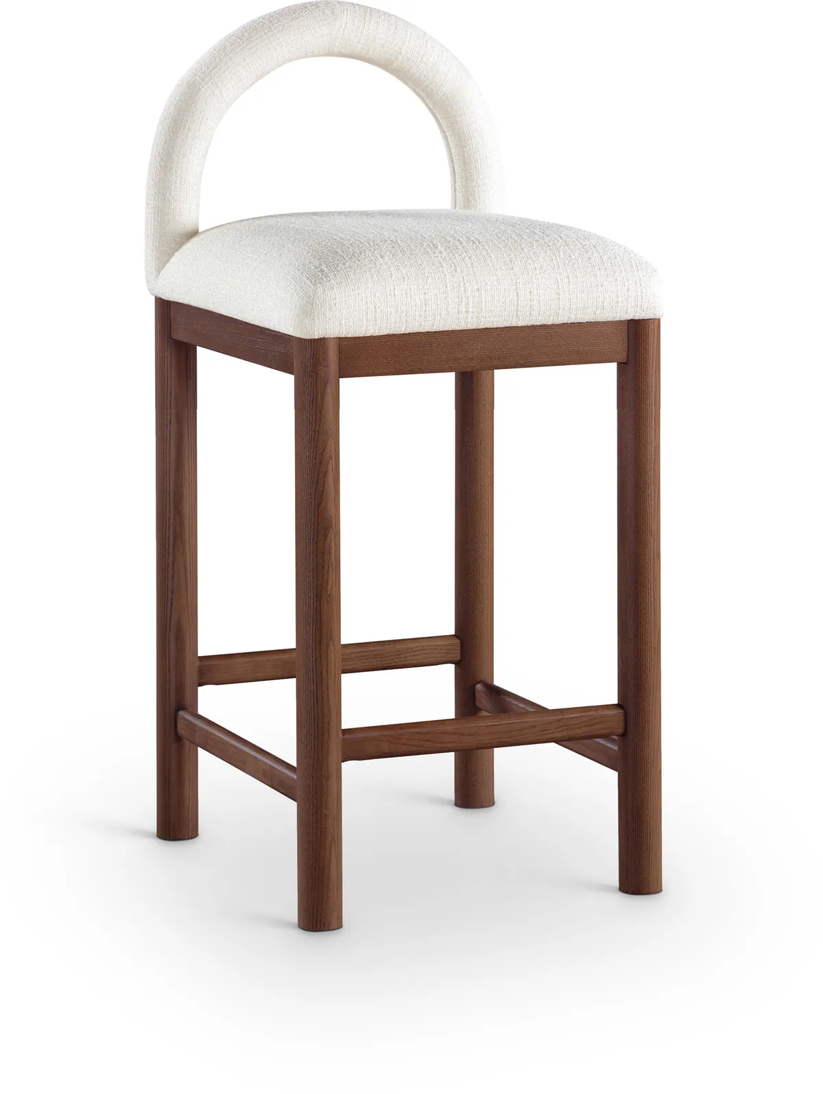 Conrad - Linen Counter Stool With Brown Legs - Cream
