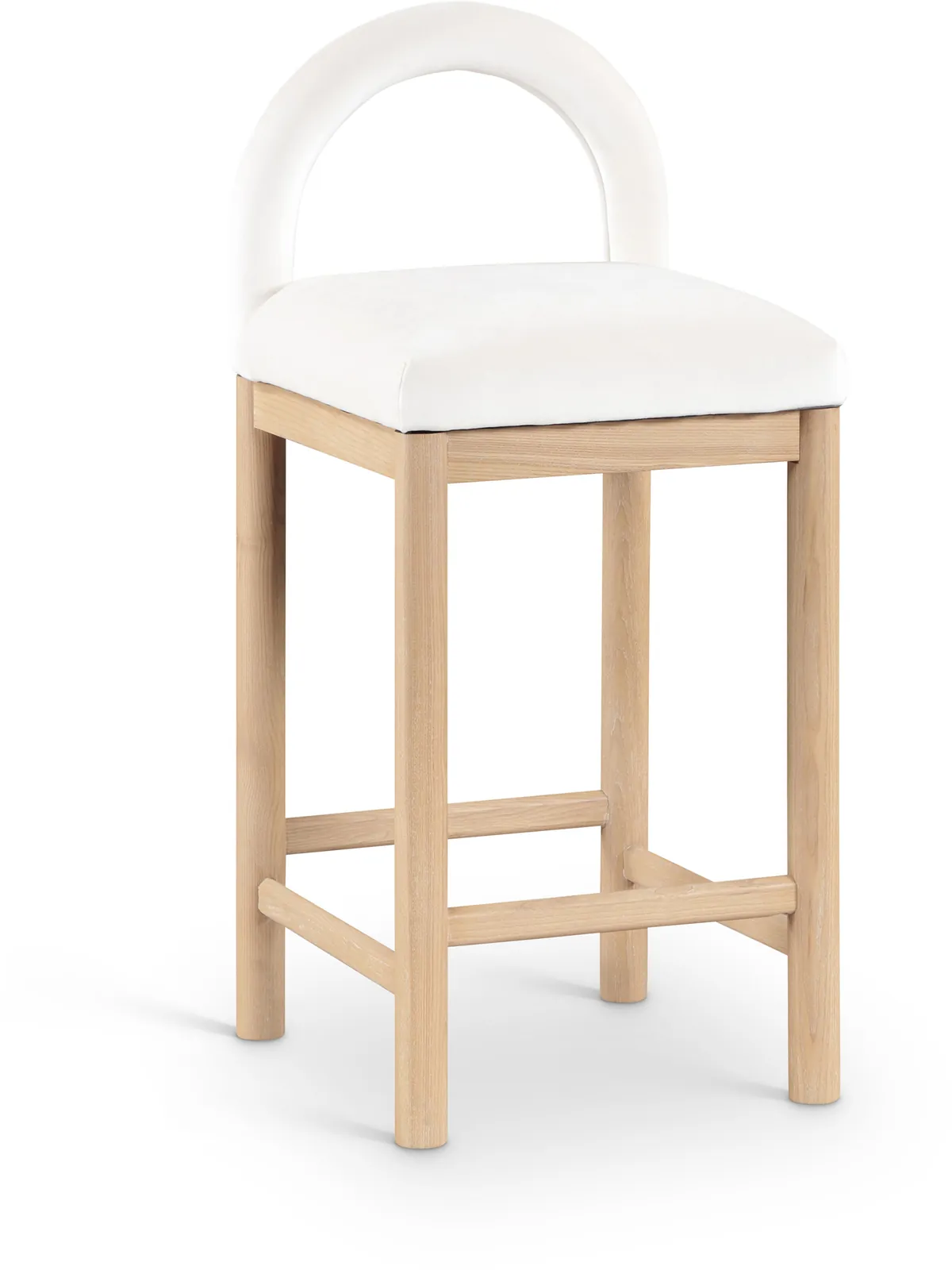 Conrad - Velvet Counter Stool With Natural Legs - Cream