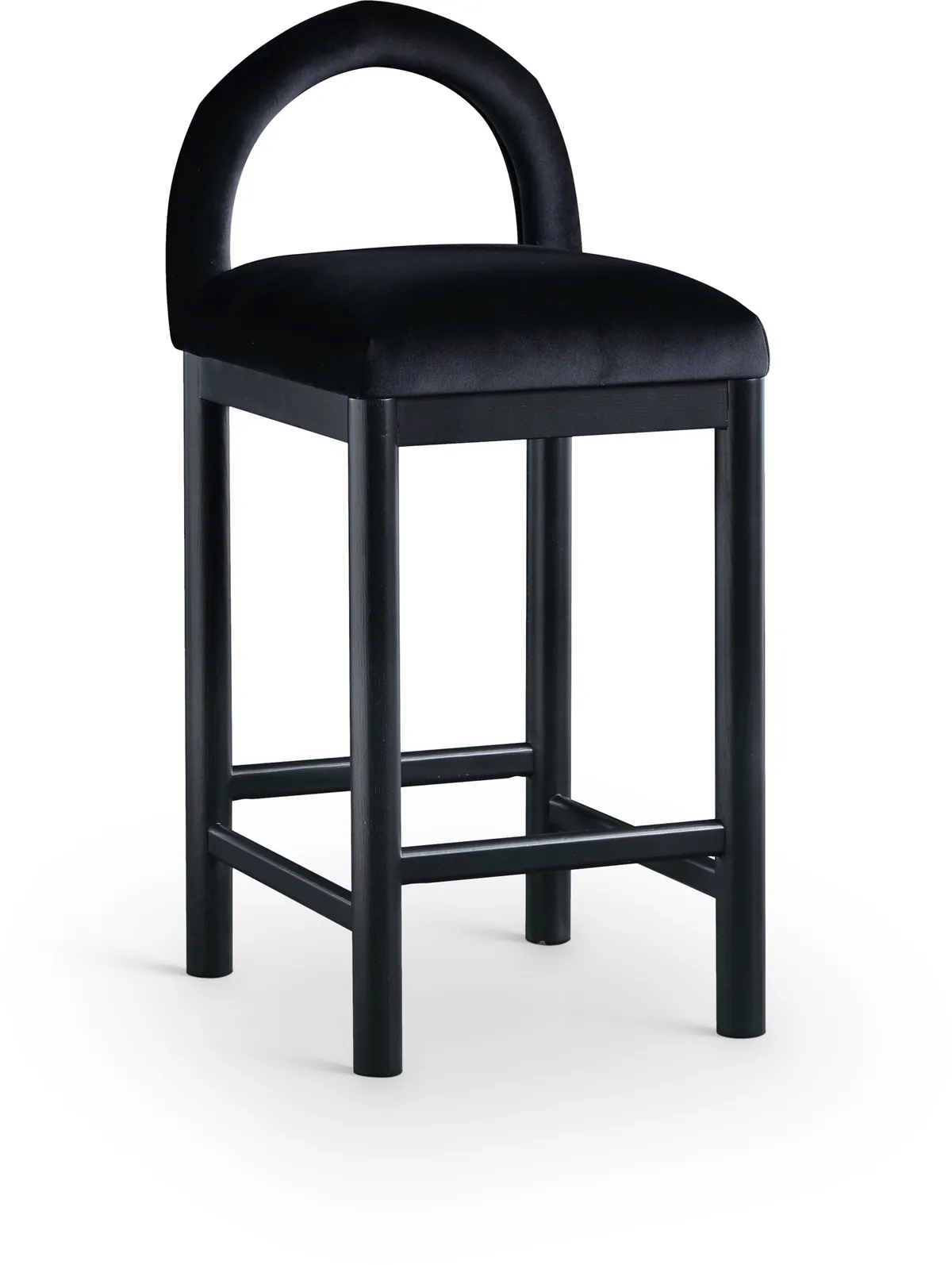 Conrad - Velvet Counter Stool With Black Legs - Black