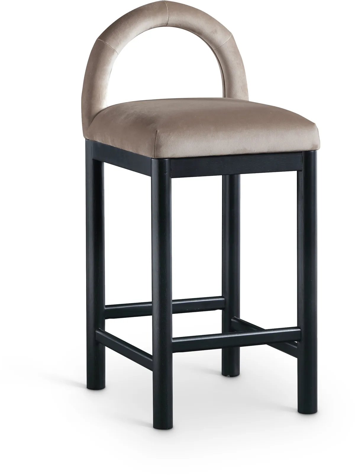 Conrad - Velvet Counter Stool With Black Legs - Taupe