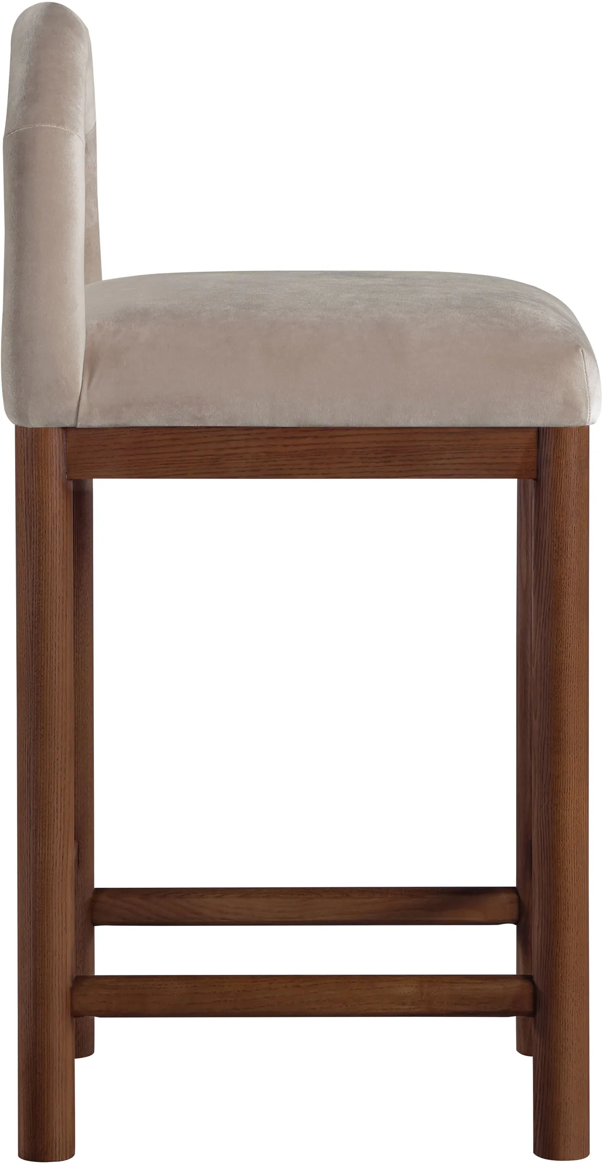 Conrad - Velvet Counter Stool With Brown Legs - Taupe