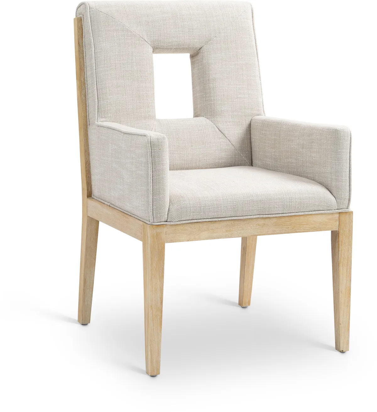 Gwendolyn - Dining Arm Chair With Natural Frame - Cream
