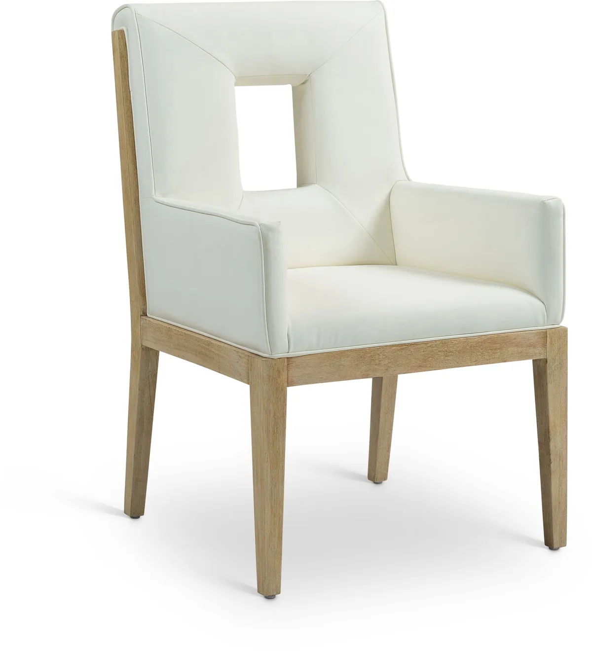 Gwendolyn - Faux Leather Dining Arm Chair With Natural Frame - Cream
