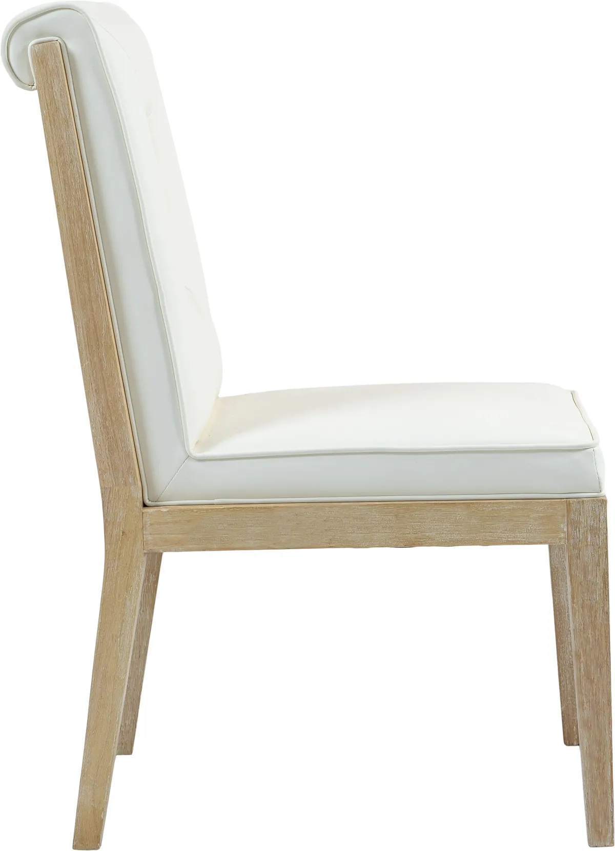 Gwendolyn - Faux Leather Dining Side Chair With Natural Frame (Set of 2) - Cream - View 2