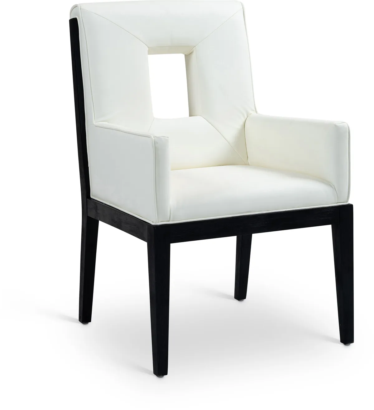 Gwendolyn - Faux Leather Dining Arm Chair With Black Frame - Cream
