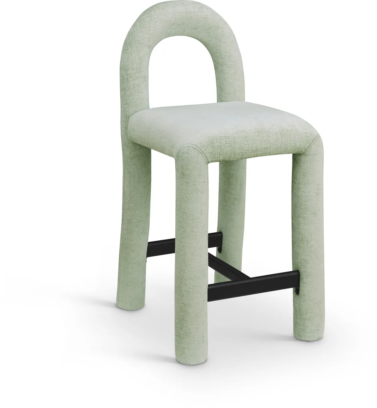 Amari - Chenille Fabric Stool - Mint