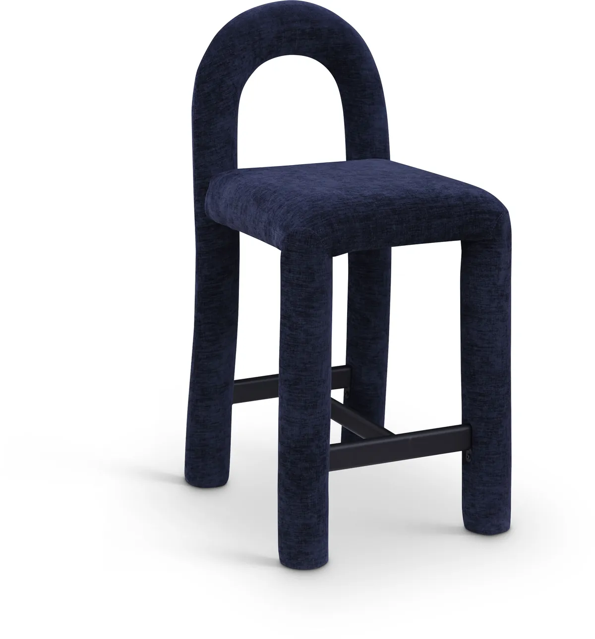 Amari - Chenille Fabric Stool - Navy