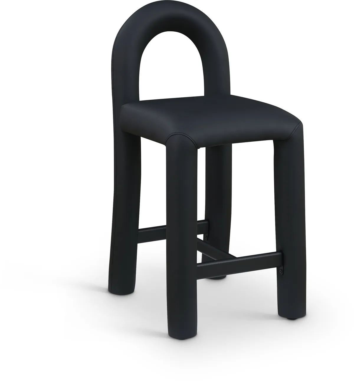 Amari - Faux Leather Stool - Black
