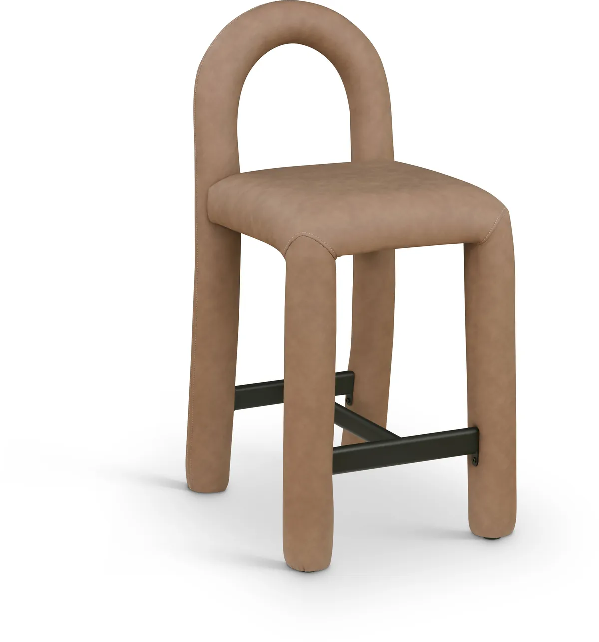 Amari - Faux Leather Stool - Brown