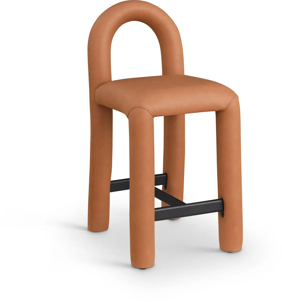 Amari - Faux Leather Stool - Cognac