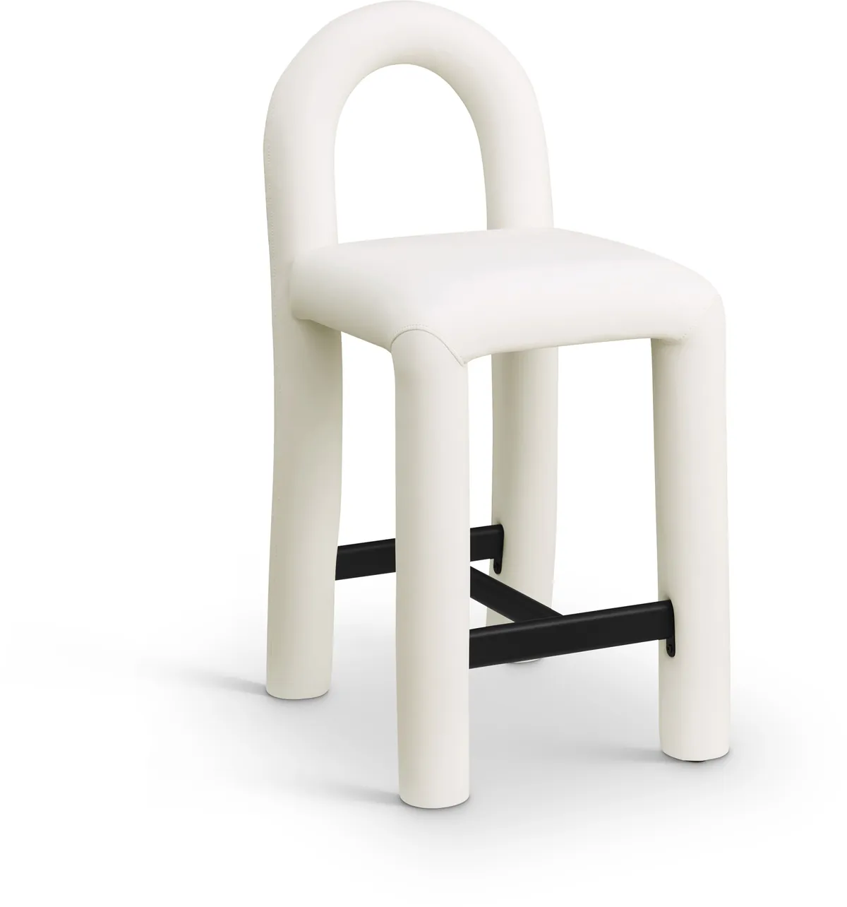 Amari - Faux Leather Stool - Cream