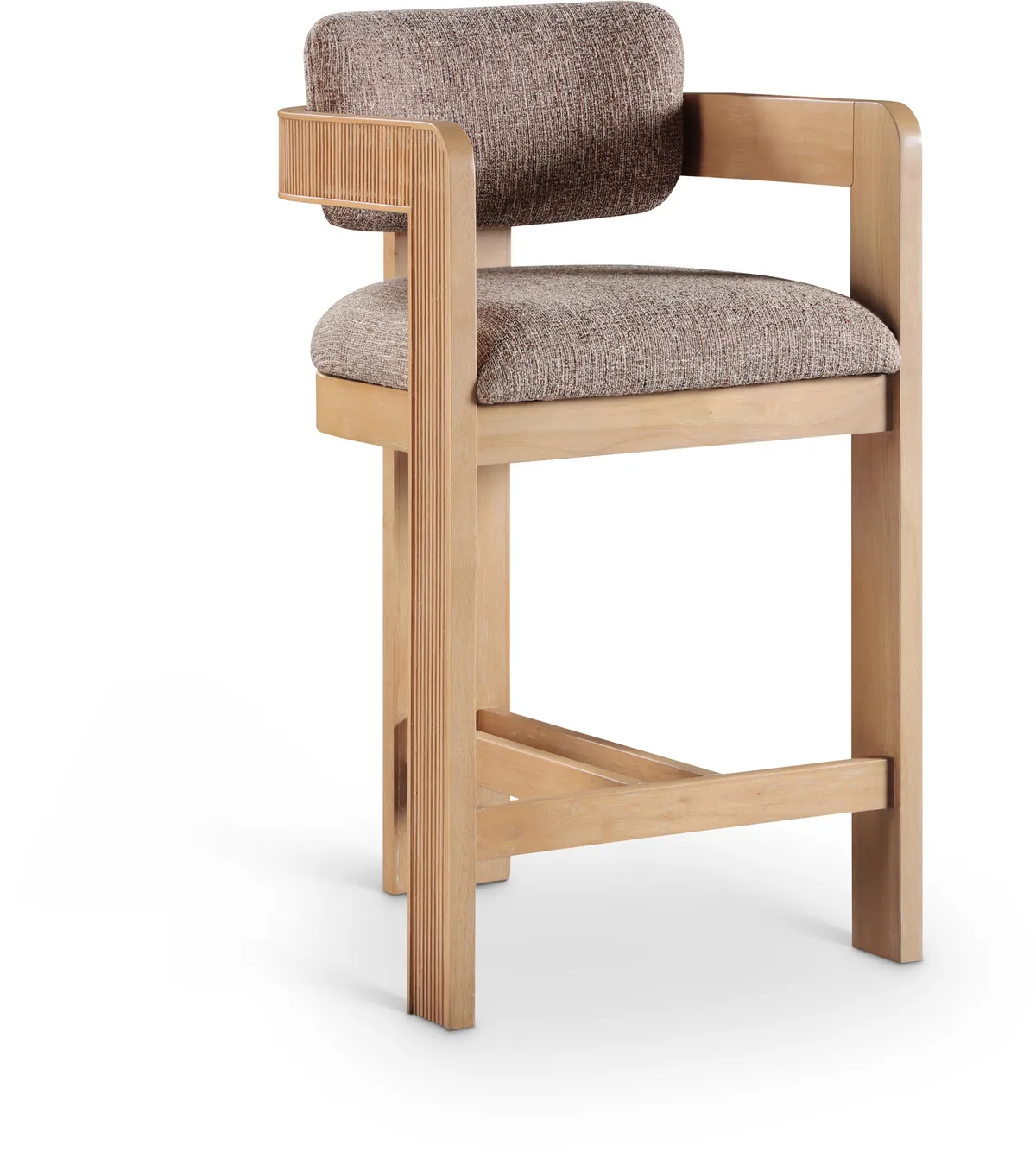 Sacha - Linen Stool With Natural Base - Brown