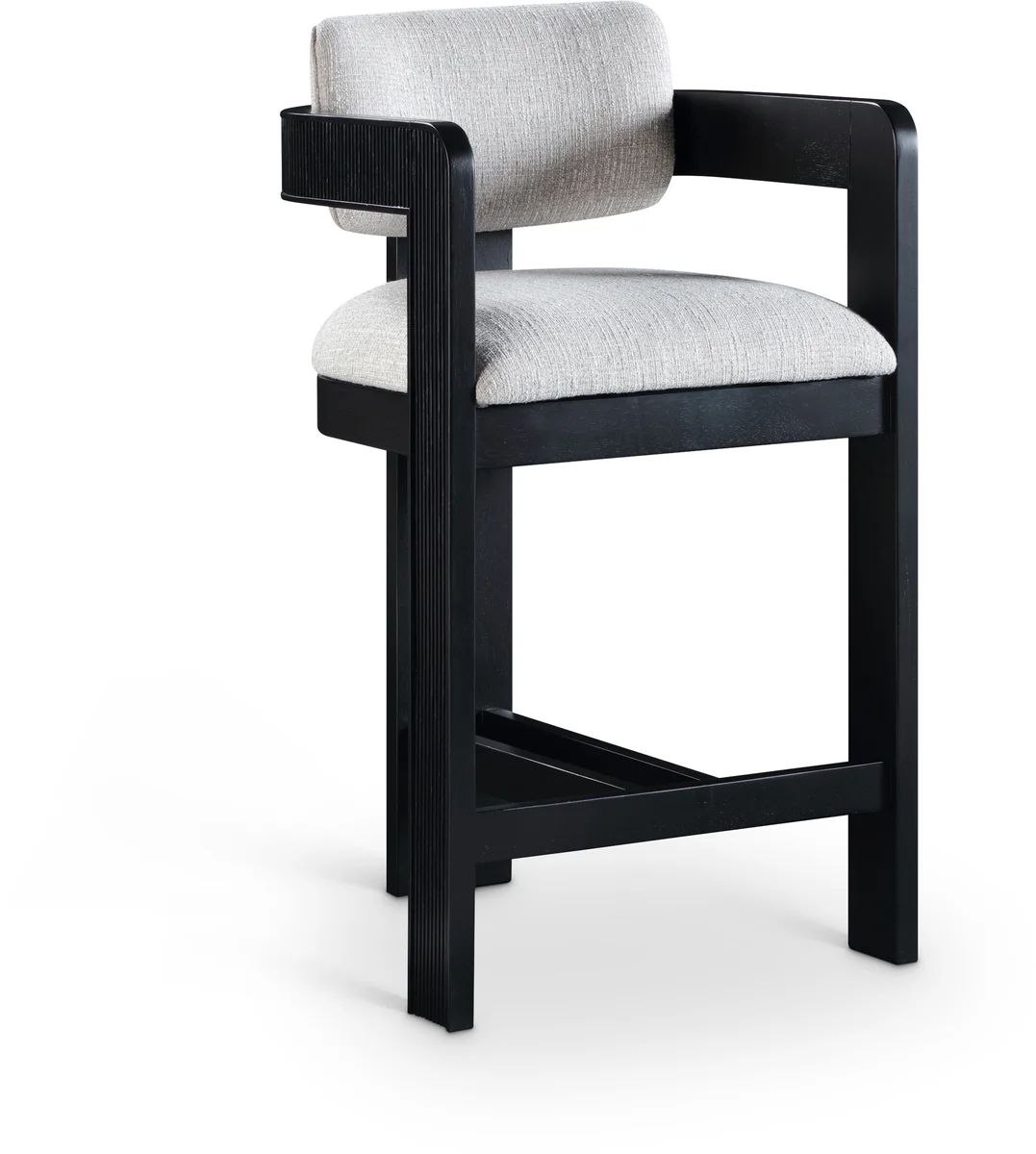 Sacha - Linen Stool With Black Base - Gray