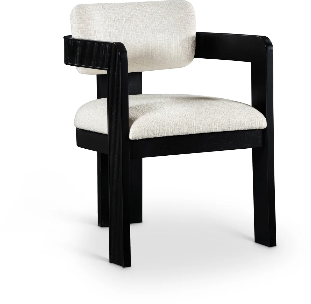 Sacha - Linen Dining Chair With Black Base (Set of 2) - Cream