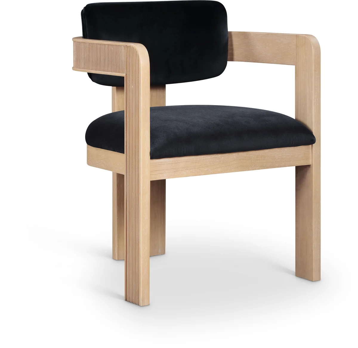 Sacha - Velvet Dining Chair With Natural Base (Set of 2) - Black